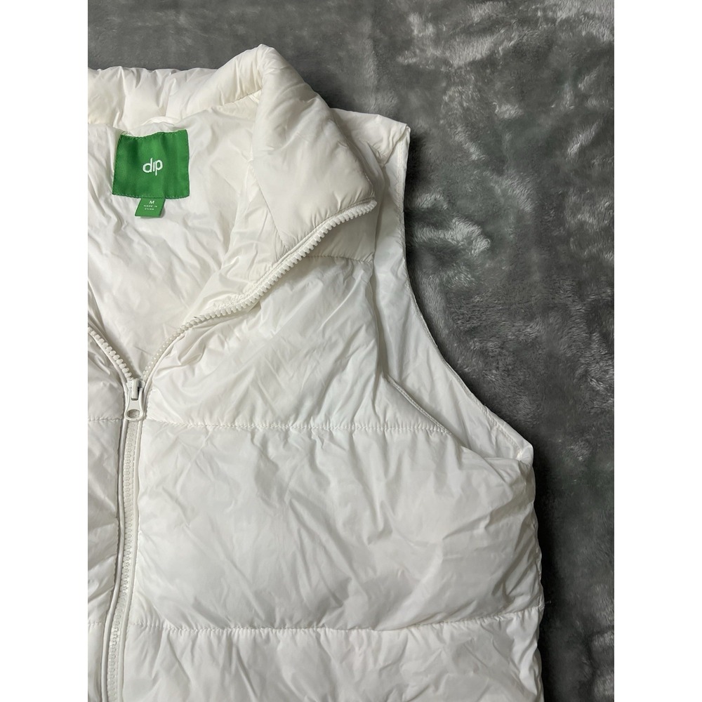dip Women's White Insulated Puffer Vest Full Zip Collared Sleeveless M - Picture 5 of 16